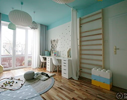 Pokój dziecięcy dla rodzeństwa - Średni szary niebieski pokój dziecka dla dziecka dla nastolatka dla ... - zdjęcie od Chałupko Design - Homebook