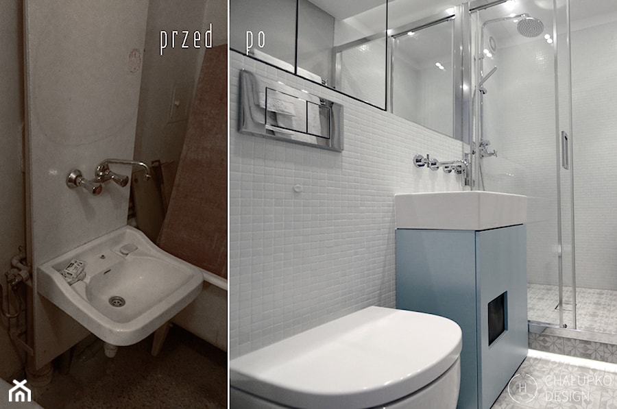 Mała przestrzeń - wielka zmiana - Średnia bez okna łazienka, styl nowoczesny - zdjęcie od Chałupko Design