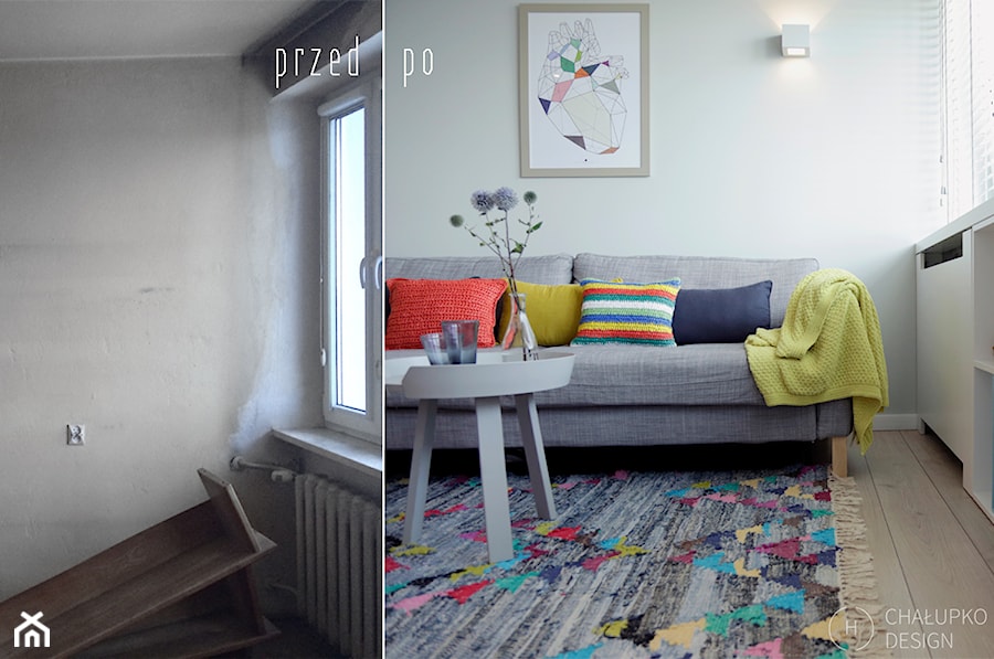 Mała przestrzeń - wielka zmiana - Średni szary salon, styl nowoczesny - zdjęcie od Chałupko Design