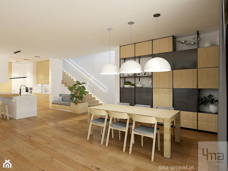 Dom 310 m2. - Duża jadalnia jako osobne pomieszczenie, styl nowoczesny - zdjęcie od 4ma projekt
