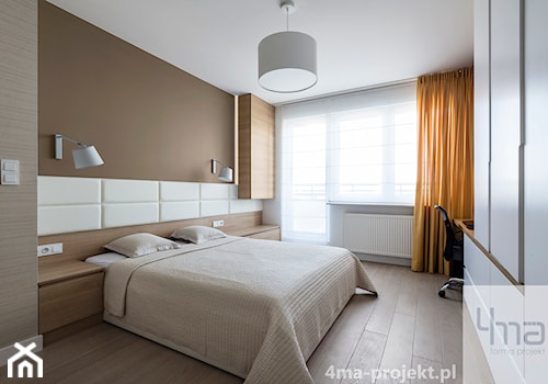 Mieszkanie 117m2 na Kabatach - Średnia brązowa z biurkiem sypialnia z balkonem / tarasem, styl nowoczesny - zdjęcie od 4ma projekt