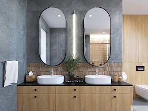 Dom pod Warszawą 500m2 - Duża z lustrem z punktowym oświetleniem łazienka, styl nowoczesny - zdjęcie od 4ma projekt