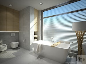 Dom 310 m2. - Średnia na poddaszu łazienka z oknem, styl nowoczesny - zdjęcie od 4ma projekt