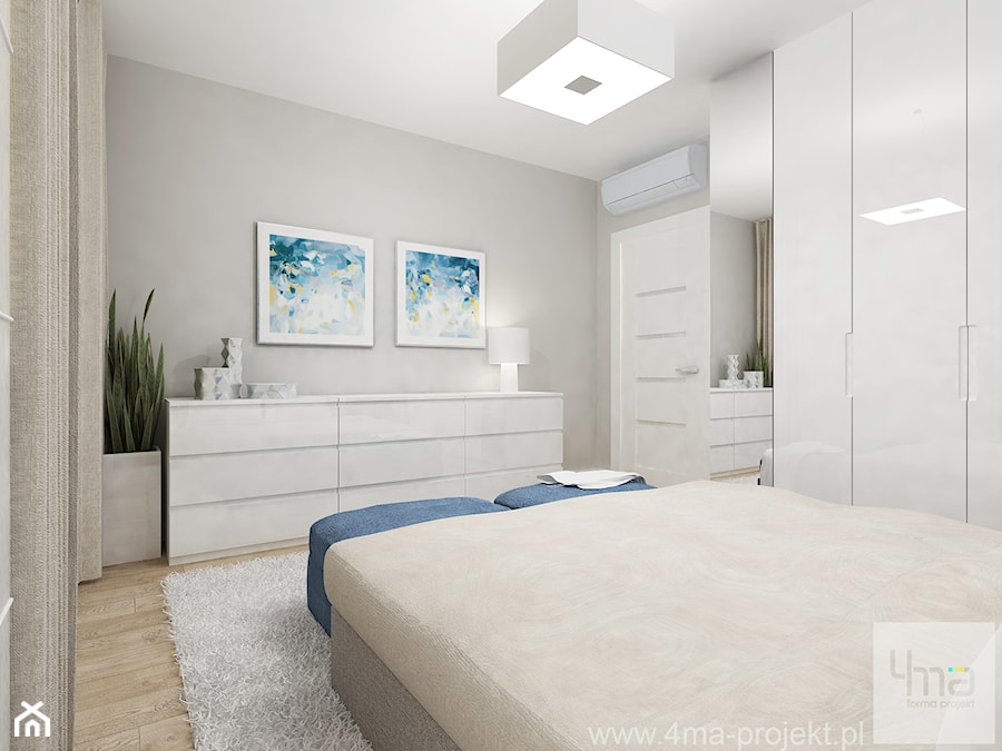 Średnia szara sypialnia, styl nowoczesny - zdjęcie od 4ma projekt