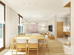 Projekt mieszkania 98 m2 w Wilanowie. - Mały beżowy salon z jadalnią, styl nowoczesny - zdjęcie od 4ma projekt