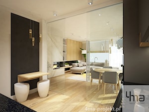 Projekt strefy dziennej 2 - Mała beżowa jadalnia w salonie, styl nowoczesny - zdjęcie od 4ma projekt