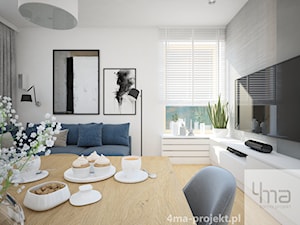 Mieszkanie opow. 55m2 - Wola - Średni biały szary salon z jadalnią, styl nowoczesny - zdjęcie od 4ma projekt