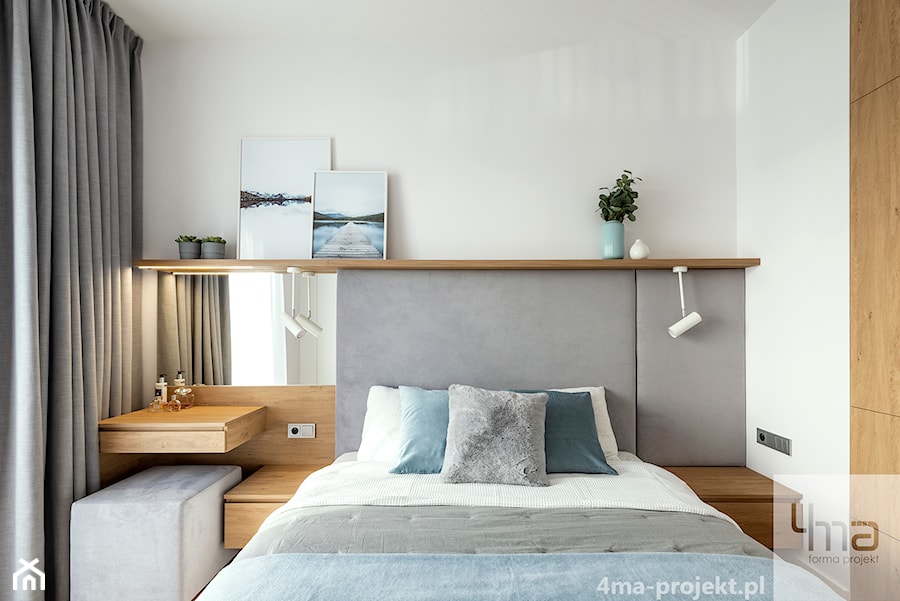 Mieszkanie o pow. 129 m2 - Mokotów - Średnia biała sypialnia, styl nowoczesny - zdjęcie od 4ma projekt