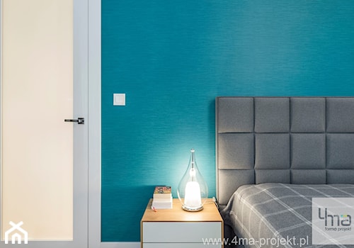Projekt mieszkania 160 m2 na Mokotowie. - Mała niebieska sypialnia, styl nowoczesny - zdjęcie od 4ma projekt