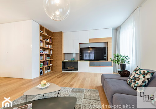 Projekt mieszkania 160 m2 na Mokotowie. - Średni biały salon, styl nowoczesny - zdjęcie od 4ma projekt