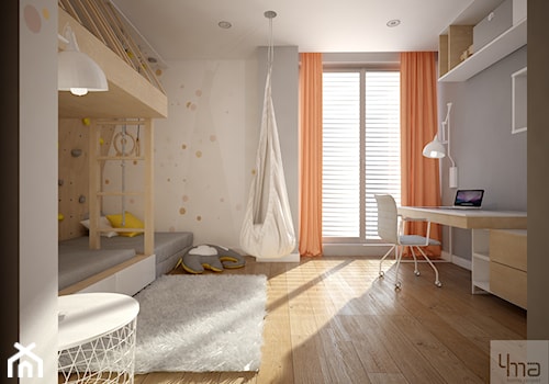 Dom 310 m2. - Średni szary pokój dziecka dla dziecka dla nastolatka dla chłopca dla dziewczynki dla rodzeństwa, styl nowoczesny - zdjęcie od 4ma projekt