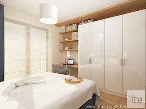 Projekt mieszkania w Wilanowie, pow. 52 m2 - Średnia biała z biurkiem sypialnia, styl nowoczesny - zdjęcie od 4ma projekt