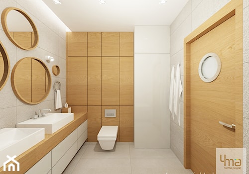 Projekt mieszkania 98 m2 w Wilanowie. - Średnia z dwoma umywalkami łazienka, styl nowoczesny - zdjęcie od 4ma projekt