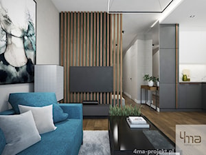 Mieszkanie o pow. 52 m2 w Grodzisku Mazowieckim - Średni beżowy biały szary salon z kuchnią, styl nowoczesny - zdjęcie od 4ma projekt
