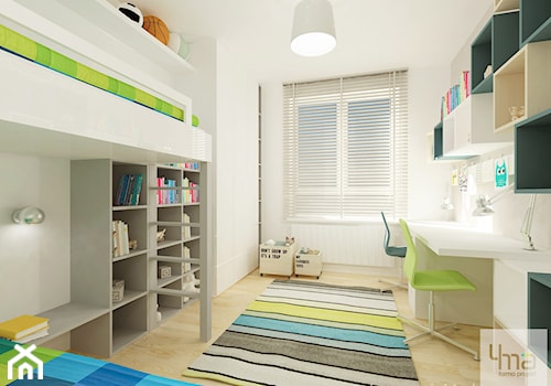 Pokoje dziecięce - Średni biały pokój dziecka dla nastolatka dla rodzeństwa, styl nowoczesny - zdjęcie od 4ma projekt
