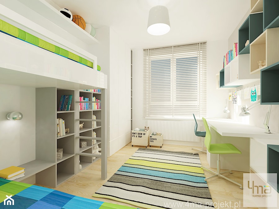 Pokoje dziecięce - Średni biały pokój dziecka dla nastolatka dla rodzeństwa, styl nowoczesny - zdjęcie od 4ma projekt