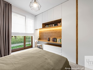 Mieszkanie 60 m2 na Bielanach - Mała biała z biurkiem sypialnia, styl skandynawski - zdjęcie od 4ma projekt
