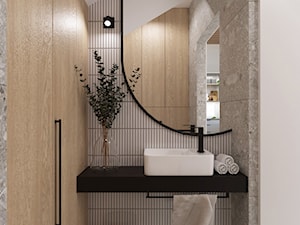 Dom w Raszynie - Mała z lustrem z punktowym oświetleniem łazienka, styl nowoczesny - zdjęcie od 4ma projekt
