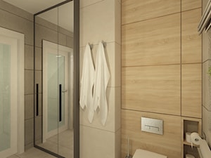 Projekt mieszkania o pow. 55,5 m2 w Wilanowie. - Średnia na poddaszu bez okna łazienka, styl nowoczesny - zdjęcie od 4ma projekt