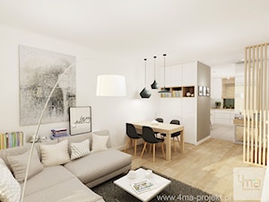 Projekt mieszkania 53 m2 na Żoliborzu - Średni beżowy salon z jadalnią, styl nowoczesny - zdjęcie od 4ma projekt