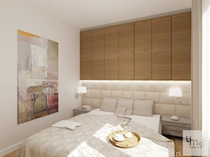 Projekt mieszkania 78 m2 na Woli. - Mała biała sypialnia, styl nowoczesny - zdjęcie od 4ma projekt