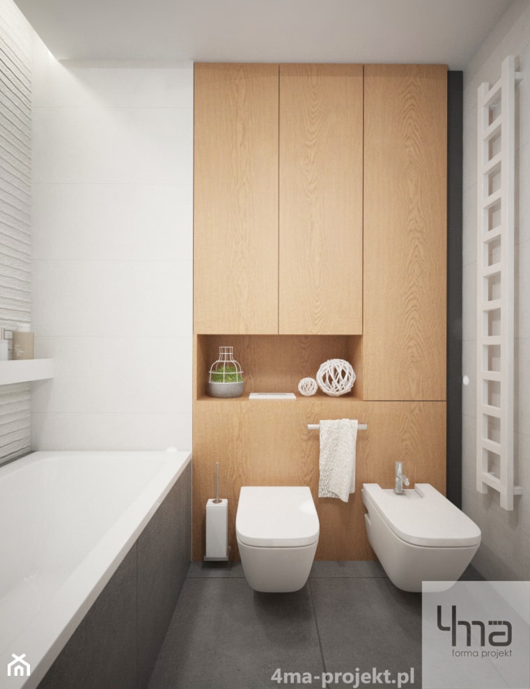 Mieszkanie 68 m2 - Mała bez okna łazienka, styl nowoczesny - zdjęcie od 4ma projekt