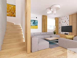 Dom w Hornówku 108m2 - Średni biały brązowy salon, styl nowoczesny - zdjęcie od 4ma projekt
