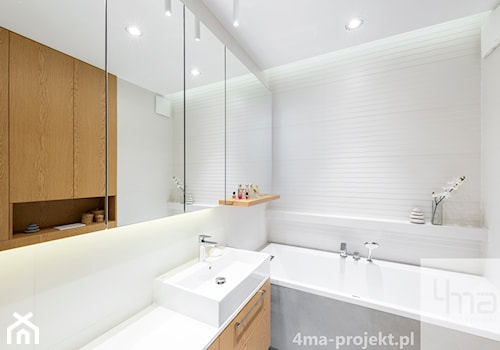 Mieszkanie 68m2 na Ochocie - Mała bez okna z lustrem z punktowym oświetleniem łazienka - zdjęcie od 4ma projekt
