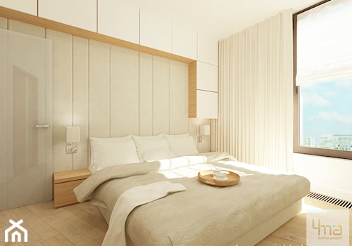 Projekt mieszkania 98 m2 w Wilanowie. - Średnia beżowa biała sypialnia, styl nowoczesny - zdjęcie od 4ma projekt