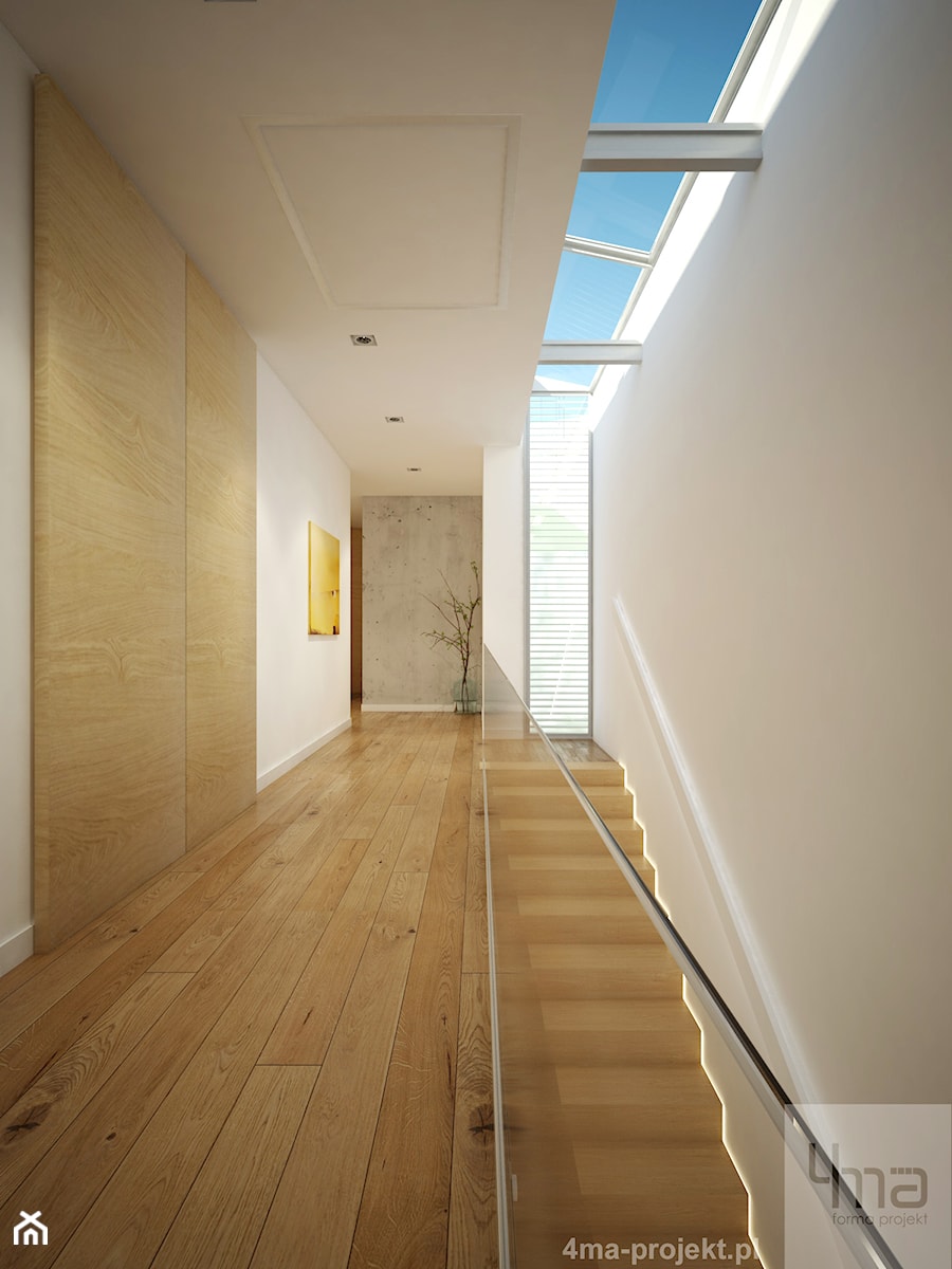 Dom 310 m2. - Duży biały hol / przedpokój, styl nowoczesny - zdjęcie od 4ma projekt