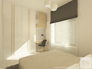 Projekt mieszkania o pow. 55,5 m2 w Wilanowie. - Średnia beżowa z biurkiem sypialnia, styl nowoczesny - zdjęcie od 4ma projekt