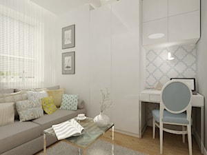 Projekt mieszkania 78 m2 na Woli. - Średnie z sofą białe biuro, styl nowoczesny - zdjęcie od 4ma projekt