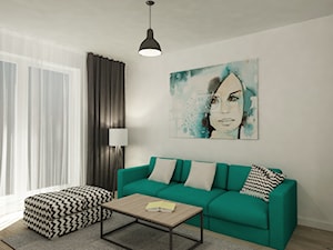 Mieszkanie 64 m2 z "loftowym" akcentem. - Mały biały salon, styl skandynawski - zdjęcie od 4ma projekt