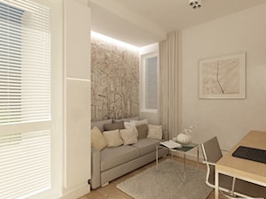 Projekt mieszkania w Pruszkowie - pow. 52,5 m2. - Małe z sofą beżowe biuro, styl nowoczesny - zdjęcie od 4ma projekt