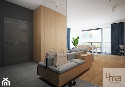 Mieszkanie 68 m2 - Średni biały czarny hol / przedpokój, styl nowoczesny - zdjęcie od 4ma projekt