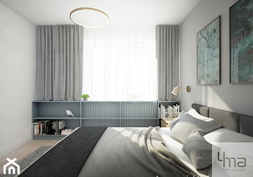 Mieszkanie 48,5 m2 - Mała szara sypialnia, styl nowoczesny - zdjęcie od 4ma projekt