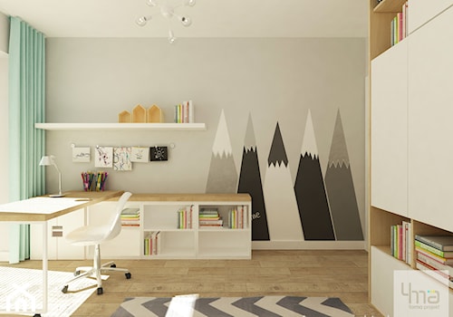 Średni szary pokój dziecka dla dziecka dla nastolatka dla chłopca dla dziewczynki, styl nowoczesny - zdjęcie od 4ma projekt