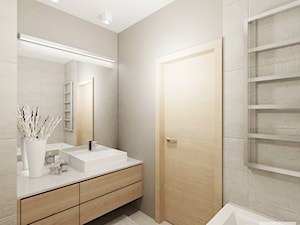 Projekt mieszkania 53 m2 na Żoliborzu - Mała z punktowym oświetleniem łazienka, styl nowoczesny - zdjęcie od 4ma projekt