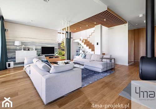 Dom w Zawadach - Duży biały salon, styl nowoczesny - zdjęcie od 4ma projekt