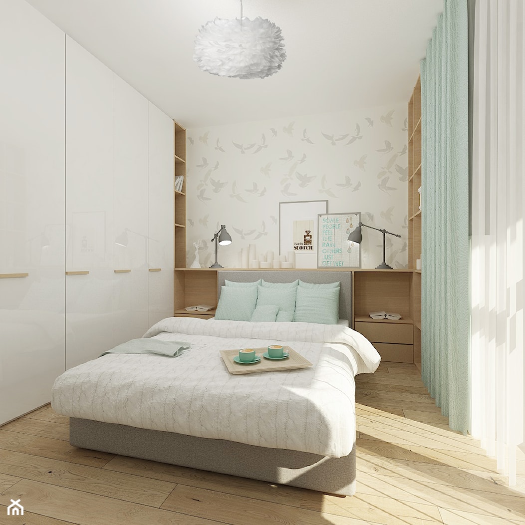 Mieszkanie 64 m2 z "loftowym" akcentem. - Średnia biała sypialnia, styl skandynawski - zdjęcie od 4ma projekt - Homebook