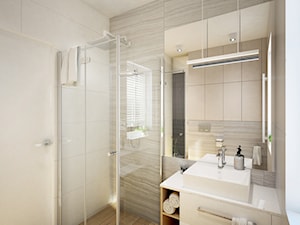 Projekt strefy dziennej 2 - Mała na poddaszu z lustrem łazienka z oknem, styl nowoczesny - zdjęcie od 4ma projekt