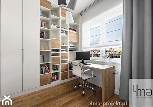 Dom 148 m2. - Małe w osobnym pomieszczeniu białe biuro, styl nowoczesny - zdjęcie od 4ma projekt