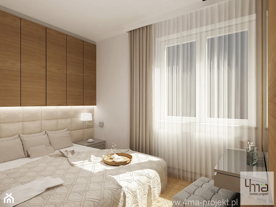 Projekt mieszkania 78 m2 na Woli. - Średnia biała sypialnia, styl nowoczesny - zdjęcie od 4ma projekt