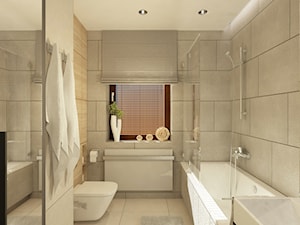 Projekt mieszkania o pow. 55,5 m2 w Wilanowie. - Średnia z punktowym oświetleniem łazienka z oknem, styl nowoczesny - zdjęcie od 4ma projekt