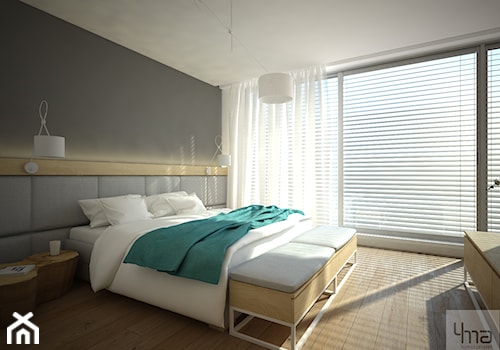 Dom 310 m2. - Średnia biała szara sypialnia, styl nowoczesny - zdjęcie od 4ma projekt