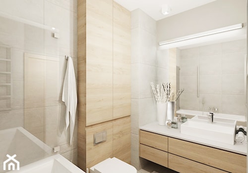 Projekt mieszkania 53 m2 na Żoliborzu - Średnia z punktowym oświetleniem łazienka, styl nowoczesny - zdjęcie od 4ma projekt