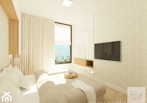 Projekt mieszkania 98 m2 w Wilanowie. - Średnia beżowa sypialnia, styl nowoczesny - zdjęcie od 4ma projekt