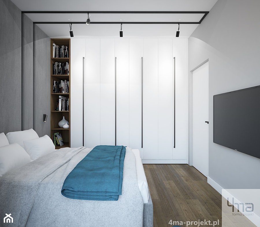 Mieszkanie o pow. 52 m2 w Grodzisku Mazowieckim - Mała szara sypialnia, styl nowoczesny - zdjęcie od 4ma projekt