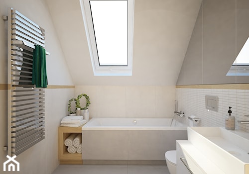 Projekt strefy dziennej - Średnia na poddaszu łazienka z oknem, styl nowoczesny - zdjęcie od 4ma projekt