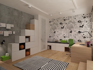 Duży biały szary pokój dziecka dla dziecka dla chłopca, styl nowoczesny - zdjęcie od 4ma projekt